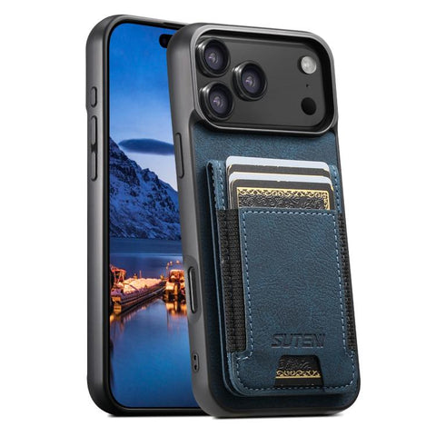 Suteni H03 Litchi Leather Card Bag Stand Back Phone Case, For iPhone 18, For iPhone 18 Pro, For iPhone 18 Pro Max, For iPhone 17 Pro Max, For iPhone 17 Pro, For iPhone 17, For iPhone Air