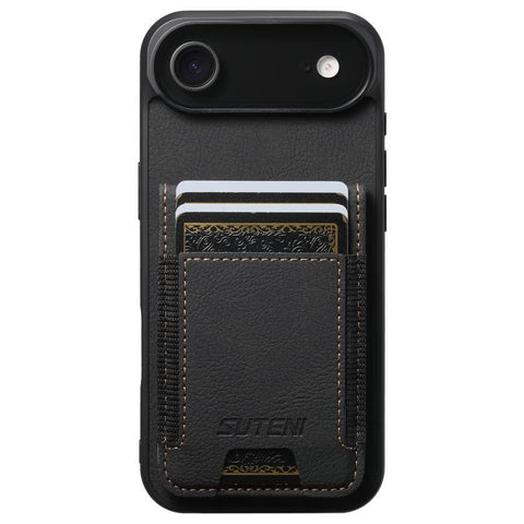 Suteni H03 Litchi Leather Card Bag Stand Back Phone Case, For iPhone 18, For iPhone 18 Pro, For iPhone 18 Pro Max, For iPhone 17 Pro Max, For iPhone 17 Pro, For iPhone 17, For iPhone Air