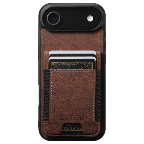 Suteni H03 Litchi Leather Card Bag Stand Back Phone Case, For iPhone 18, For iPhone 18 Pro, For iPhone 18 Pro Max, For iPhone 17 Pro Max, For iPhone 17 Pro, For iPhone 17, For iPhone Air
