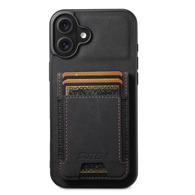 Suteni H03 Litchi Leather Card Bag Stand Back Phone Case, For iPhone 18, For iPhone 18 Pro, For iPhone 18 Pro Max, For iPhone 17 Pro Max, For iPhone 17 Pro, For iPhone 17, For iPhone Air