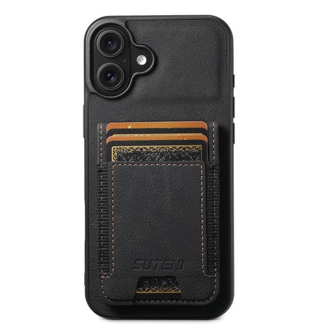 Suteni H03 Litchi Leather Card Bag Stand Back Phone Case, For iPhone 18, For iPhone 18 Pro, For iPhone 18 Pro Max, For iPhone 17 Pro Max, For iPhone 17 Pro, For iPhone 17, For iPhone Air
