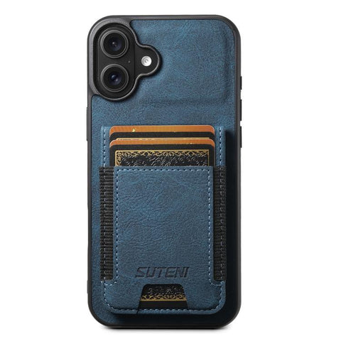 Suteni H03 Litchi Leather Card Bag Stand Back Phone Case, For iPhone 18, For iPhone 18 Pro, For iPhone 18 Pro Max, For iPhone 17 Pro Max, For iPhone 17 Pro, For iPhone 17, For iPhone Air