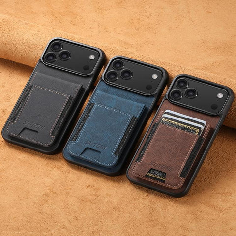 Suteni H03 Litchi Leather Card Bag Stand Back Phone Case, For iPhone 18, For iPhone 18 Pro, For iPhone 18 Pro Max, For iPhone 17 Pro Max, For iPhone 17 Pro, For iPhone 17, For iPhone Air