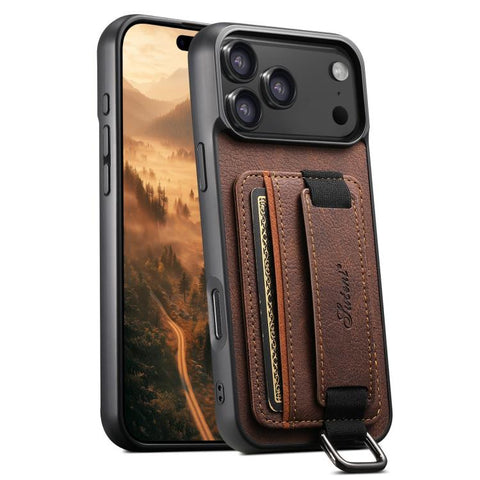 Suteni H13 Litchi Leather Wrist Strap Wallet Back Phone Case, For iPhone 18, For iPhone 18 Pro, For iPhone 18 Pro Max, For iPhone 17 Pro Max, For iPhone 17 Pro, For iPhone 17, For iPhone Air