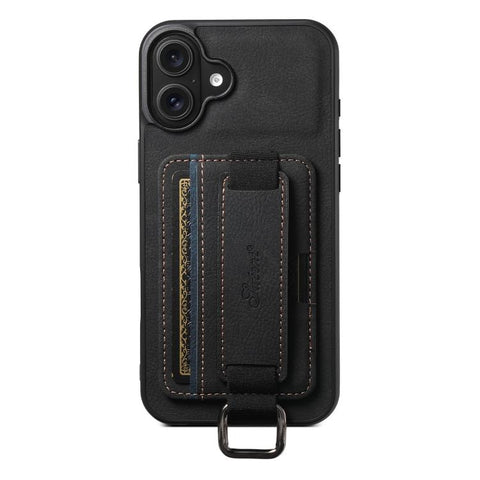 Suteni H13 Litchi Leather Wrist Strap Wallet Back Phone Case, For iPhone 18, For iPhone 18 Pro, For iPhone 18 Pro Max, For iPhone 17 Pro Max, For iPhone 17 Pro, For iPhone 17, For iPhone Air