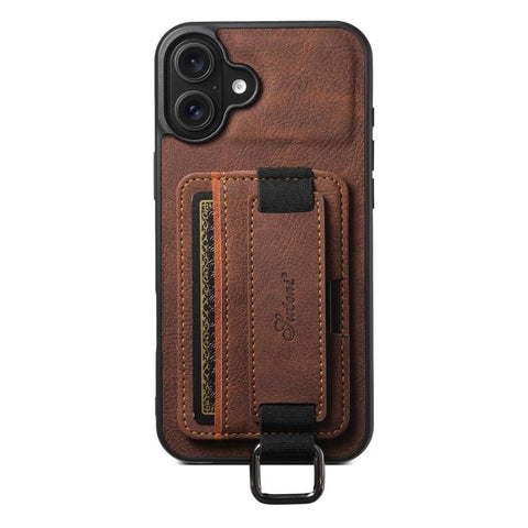 Suteni H13 Litchi Leather Wrist Strap Wallet Back Phone Case, For iPhone 18, For iPhone 18 Pro, For iPhone 18 Pro Max, For iPhone 17 Pro Max, For iPhone 17 Pro, For iPhone 17, For iPhone Air