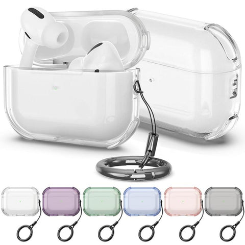 Simple Transparent Soft Shell TPU Earphone Protective Cover  with Ring Rope, For AirPods 5 / 4, For AirPods Pro 3, For AirPods Pro 2, For AirPods 3, For AirPods Pro, For AirPods 2 / 1