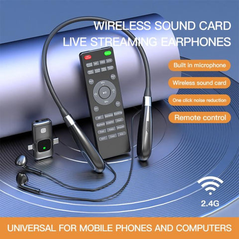 E8 Built-in Sound Card Wireless Neck-Mounted Microphone Gaming Voice Chat Headset, E8