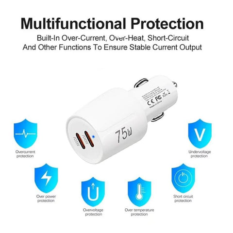 TE-P66 75W Type-C x 2 PD45W Dual Port Fast Charging Car Charger, TE-P66