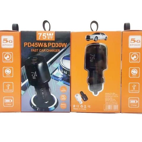 TE-P66 75W Type-C x 2 PD45W Dual Port Fast Charging Car Charger, TE-P66