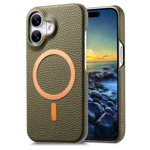 Litchi Texture Brushed MagSafe PU Back Cover Phone Case, For iPhone 18 Pro / 17 Pro, For iPhone 18 Pro Max / 17 Pro Max, For iPhone 17, For iPhone 16 Pro Max, For iPhone 16 Pro, For iPhone 16 Plus