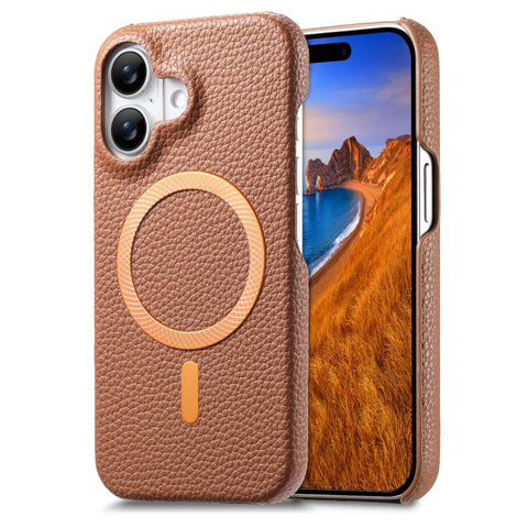 Litchi Texture Brushed MagSafe PU Back Cover Phone Case, For iPhone 18 Pro / 17 Pro, For iPhone 18 Pro Max / 17 Pro Max, For iPhone 17, For iPhone 16 Pro Max, For iPhone 16 Pro, For iPhone 16 Plus