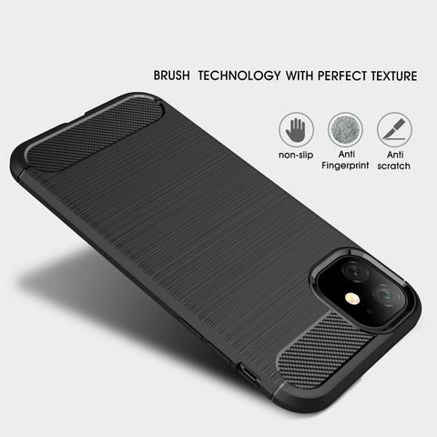 Brushed Texture Carbon Fiber TPU Case for iPhone XIR 2019, For iPhone 11