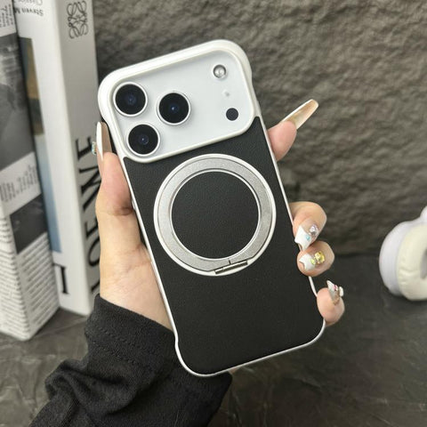 Frameless Leather-Skin PC MagSafe Holder Phone Case, For iPhone 18 Pro / 17 Pro, For iPhone 18 Pro Max / 17 Pro Max, For iPhone 17, For iPhone Air, For iPhone 16 Pro Max, For iPhone 16 Pro
