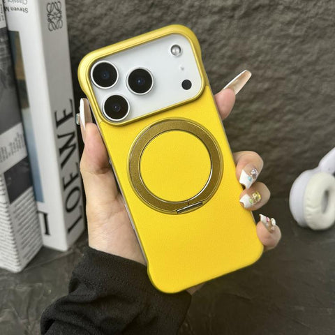 Frameless Leather-Skin PC MagSafe Holder Phone Case, For iPhone 18 Pro / 17 Pro, For iPhone 18 Pro Max / 17 Pro Max, For iPhone 17, For iPhone Air, For iPhone 16 Pro Max, For iPhone 16 Pro