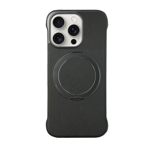 Frameless Leather-Skin PC MagSafe Holder Phone Case, For iPhone 16 Plus, For iPhone 16, For iPhone 15 Pro Max, For iPhone 15 Pro, For iPhone 15 Plus, For iPhone 15