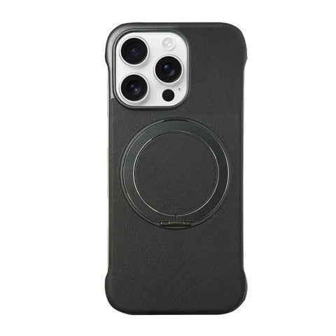 Frameless Leather-Skin PC MagSafe Holder Phone Case, For iPhone 18 Pro / 17 Pro, For iPhone 18 Pro Max / 17 Pro Max, For iPhone 17, For iPhone Air, For iPhone 16 Pro Max, For iPhone 16 Pro
