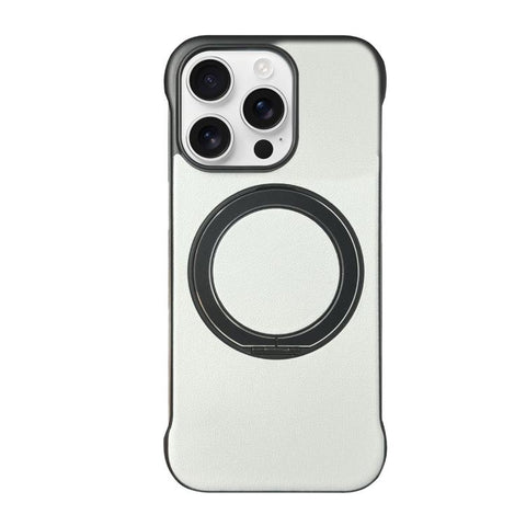 Frameless Leather-Skin PC MagSafe Holder Phone Case, For iPhone 18 Pro / 17 Pro, For iPhone 18 Pro Max / 17 Pro Max, For iPhone 17, For iPhone Air, For iPhone 16 Pro Max, For iPhone 16 Pro