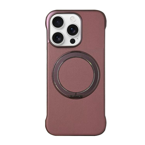 Frameless Leather-Skin PC MagSafe Holder Phone Case, For iPhone 18 Pro / 17 Pro, For iPhone 18 Pro Max / 17 Pro Max, For iPhone 17, For iPhone Air, For iPhone 16 Pro Max, For iPhone 16 Pro