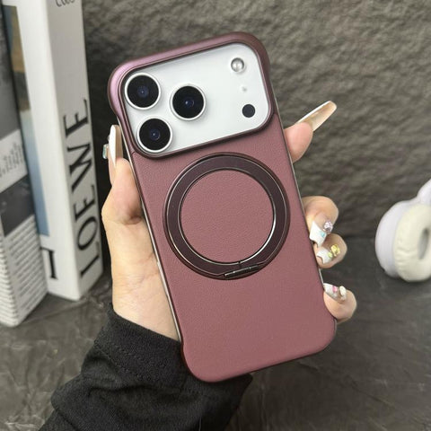 Frameless Leather-Skin PC MagSafe Holder Phone Case, For iPhone 18 Pro / 17 Pro, For iPhone 18 Pro Max / 17 Pro Max, For iPhone 17, For iPhone Air, For iPhone 16 Pro Max, For iPhone 16 Pro