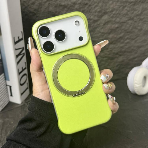 Frameless Leather-Skin PC MagSafe Holder Phone Case, For iPhone 18 Pro / 17 Pro, For iPhone 18 Pro Max / 17 Pro Max, For iPhone 17, For iPhone Air, For iPhone 16 Pro Max, For iPhone 16 Pro