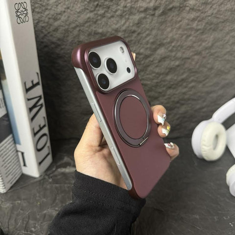 Frameless Leather-Skin PC MagSafe Holder Phone Case, For iPhone 18 Pro / 17 Pro, For iPhone 18 Pro Max / 17 Pro Max, For iPhone 17, For iPhone Air, For iPhone 16 Pro Max, For iPhone 16 Pro