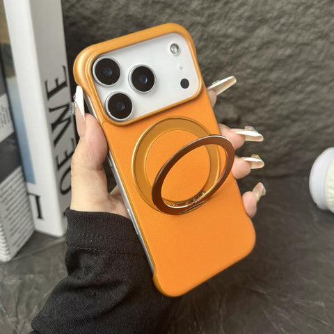 Frameless Leather-Skin PC MagSafe Holder Phone Case, For iPhone 18 Pro / 17 Pro, For iPhone 18 Pro Max / 17 Pro Max, For iPhone 17, For iPhone Air, For iPhone 16 Pro Max, For iPhone 16 Pro
