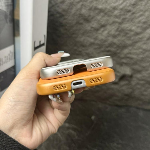 Frameless Leather-Skin PC MagSafe Holder Phone Case, For iPhone 18 Pro / 17 Pro, For iPhone 18 Pro Max / 17 Pro Max, For iPhone 17, For iPhone Air, For iPhone 16 Pro Max, For iPhone 16 Pro