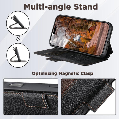 Suteni Q08 2-in-1 Multi-function Magnetic Wallet Big Litchi Vegan Leather Phone Case, For iPhone 14, For iPhone 14 Pro, For iPhone 14 Pro Max, For iPhone 13 Pro Max, For iPhone 13 Pro, For iPhone 13
