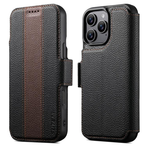 Suteni Q08 2-in-1 Multi-function Magnetic Wallet Big Litchi Vegan Leather Phone Case, For iPhone 14, For iPhone 14 Pro, For iPhone 14 Pro Max, For iPhone 13 Pro Max, For iPhone 13 Pro, For iPhone 13