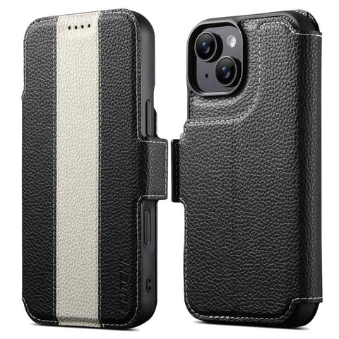Suteni Q08 2-in-1 Multi-function Magnetic Wallet Big Litchi Vegan Leather Phone Case, For iPhone 14, For iPhone 14 Pro, For iPhone 14 Pro Max, For iPhone 13 Pro Max, For iPhone 13 Pro, For iPhone 13