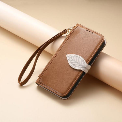 Leaf Buckle Zipper Wallet Leather Phone Case with Strap, For Samsung Galaxy S25+ 5G, For Samsung Galaxy S25 Ultra 5G, For Samsung Galaxy A06 4G, For Samsung Galaxy S24 FE 5G, For Samsung Galaxy M15 5G, For Samsung Galaxy A55 5G, For Samsung Galaxy A35 ...