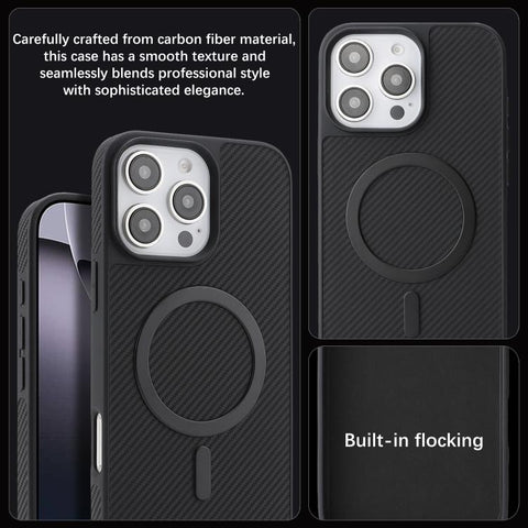Carbon Fiber MagSafe Faux Leather Phone Case, For iPhone 14 Pro Max, For iPhone 13 Pro Max, For iPhone 13 Pro, For iPhone 13