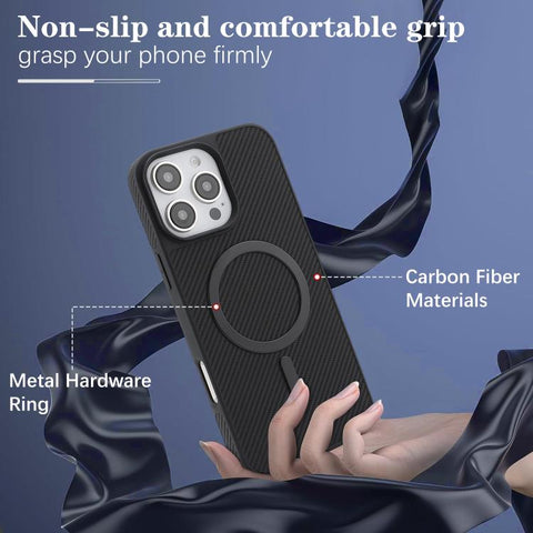Carbon Fiber MagSafe Faux Leather Phone Case, For iPhone 14 Pro Max, For iPhone 13 Pro Max, For iPhone 13 Pro, For iPhone 13