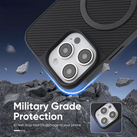Carbon Fiber MagSafe Faux Leather Phone Case, For iPhone 14 Pro Max, For iPhone 13 Pro Max, For iPhone 13 Pro, For iPhone 13