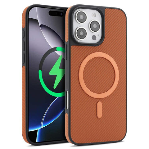 Carbon Fiber MagSafe Faux Leather Phone Case, For iPhone 14 Pro Max, For iPhone 13 Pro Max, For iPhone 13 Pro, For iPhone 13