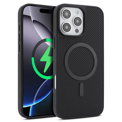 Carbon Fiber MagSafe Faux Leather Phone Case, For iPhone 14 Pro Max, For iPhone 13 Pro Max, For iPhone 13 Pro, For iPhone 13