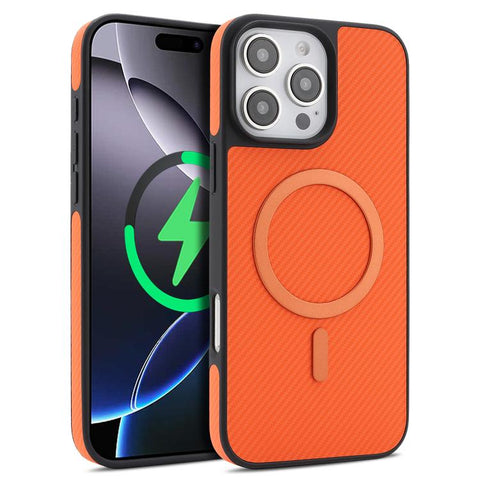 Carbon Fiber MagSafe Faux Leather Phone Case, For iPhone 14 Pro Max, For iPhone 13 Pro Max, For iPhone 13 Pro, For iPhone 13