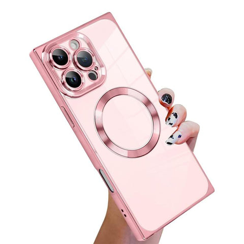 Right Angle Square Electroplated CD Pattern TPU MagSafe Phone Case, For iPhone 17 Pro Max, For iPhone 17 Pro, For iPhone 17, For iPhone Air, For iPhone 16 Pro Max, For iPhone 16 Pro