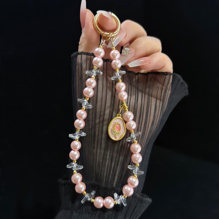 Dainty Alloy Tag Pearl Beaded Phone Chain