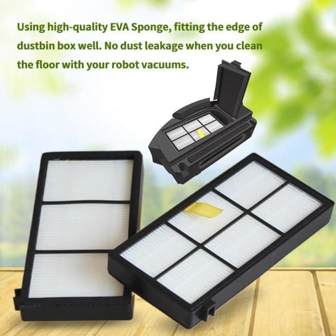 JUNSUNMAY 4pcs Sweeper Clean Filter with Brush for iRobot Roomba 800 / 900 Series, Clean Filter
