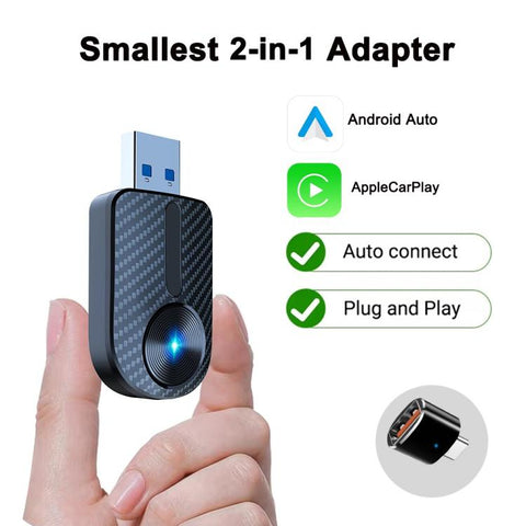 M27 For CarPlay / Android Auto Wired to Wireless Car Adapter 2 in 1 Plug and Play USB AI Box, M27