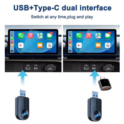 M27 For CarPlay / Android Auto Wired to Wireless Car Adapter 2 in 1 Plug and Play USB AI Box, M27