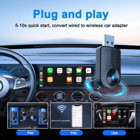 M27 For CarPlay / Android Auto Wired to Wireless Car Adapter 2 in 1 Plug and Play USB AI Box, M27