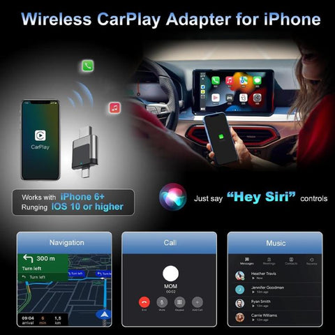 M28 Wired to Wireless Car Adapter 2 in 1 Type-C + USB Wireless CarPlay AI Box Android Auto, M28
