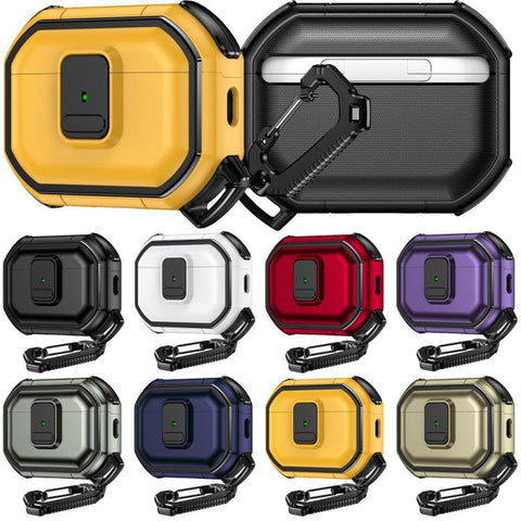 Snap-Lock Shockproof PC Headphone Cover with Carabiner, For AirPods Pro 3, For AirPods Pro 2