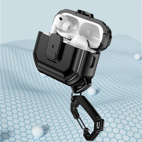 Snap-Lock Shockproof PC Headphone Cover with Carabiner, For AirPods Pro 3, For AirPods Pro 2