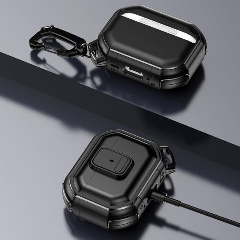 Snap-Lock Shockproof PC Headphone Cover with Carabiner, For AirPods Pro 3, For AirPods Pro 2
