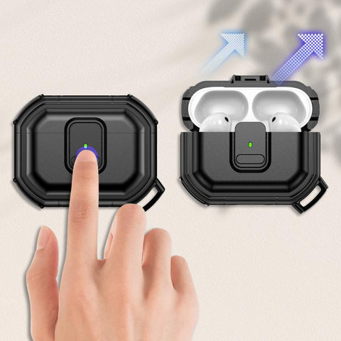 Snap-Lock Shockproof PC Headphone Cover with Carabiner, For AirPods Pro 3, For AirPods Pro 2