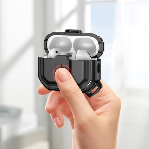 Snap-Lock Shockproof PC Headphone Cover with Carabiner, For AirPods Pro 3, For AirPods Pro 2